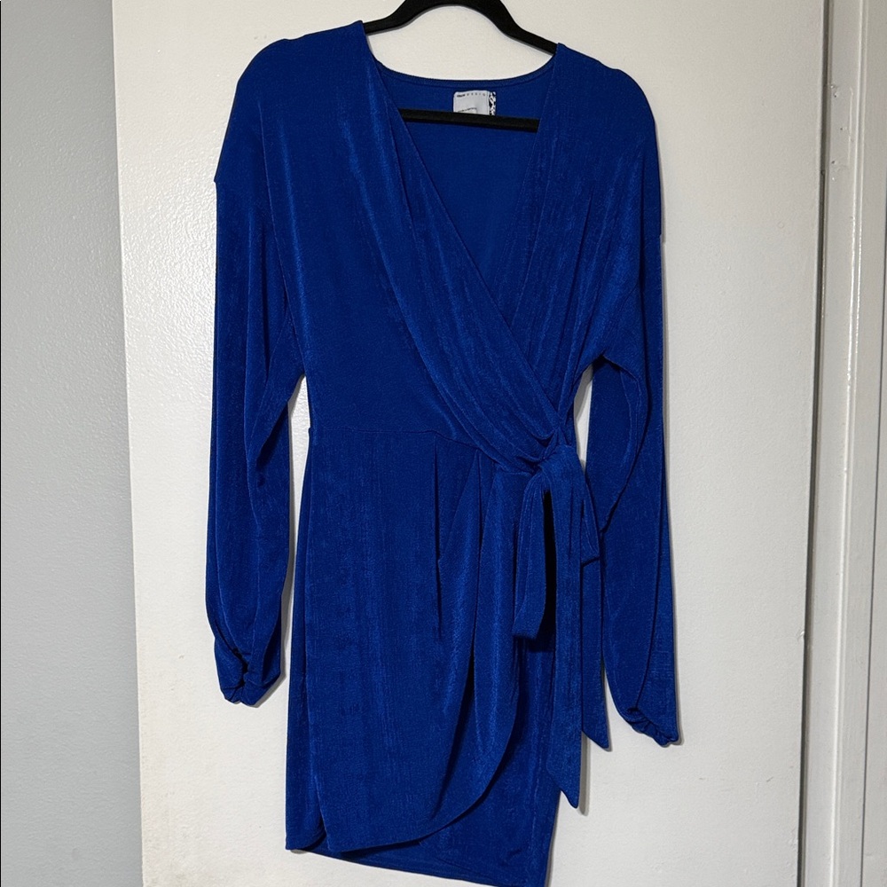 ASOS Royal Blue Long Sleeve Wrap Dress